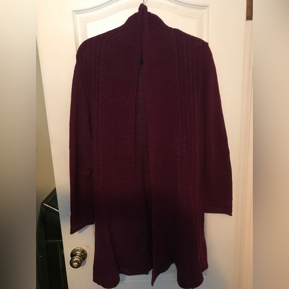 Women's Purple Long Cardigan by NY Collection Size 1X